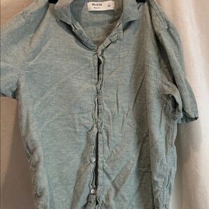 Hollister Men's Casual Light Green Button-Down Shirt